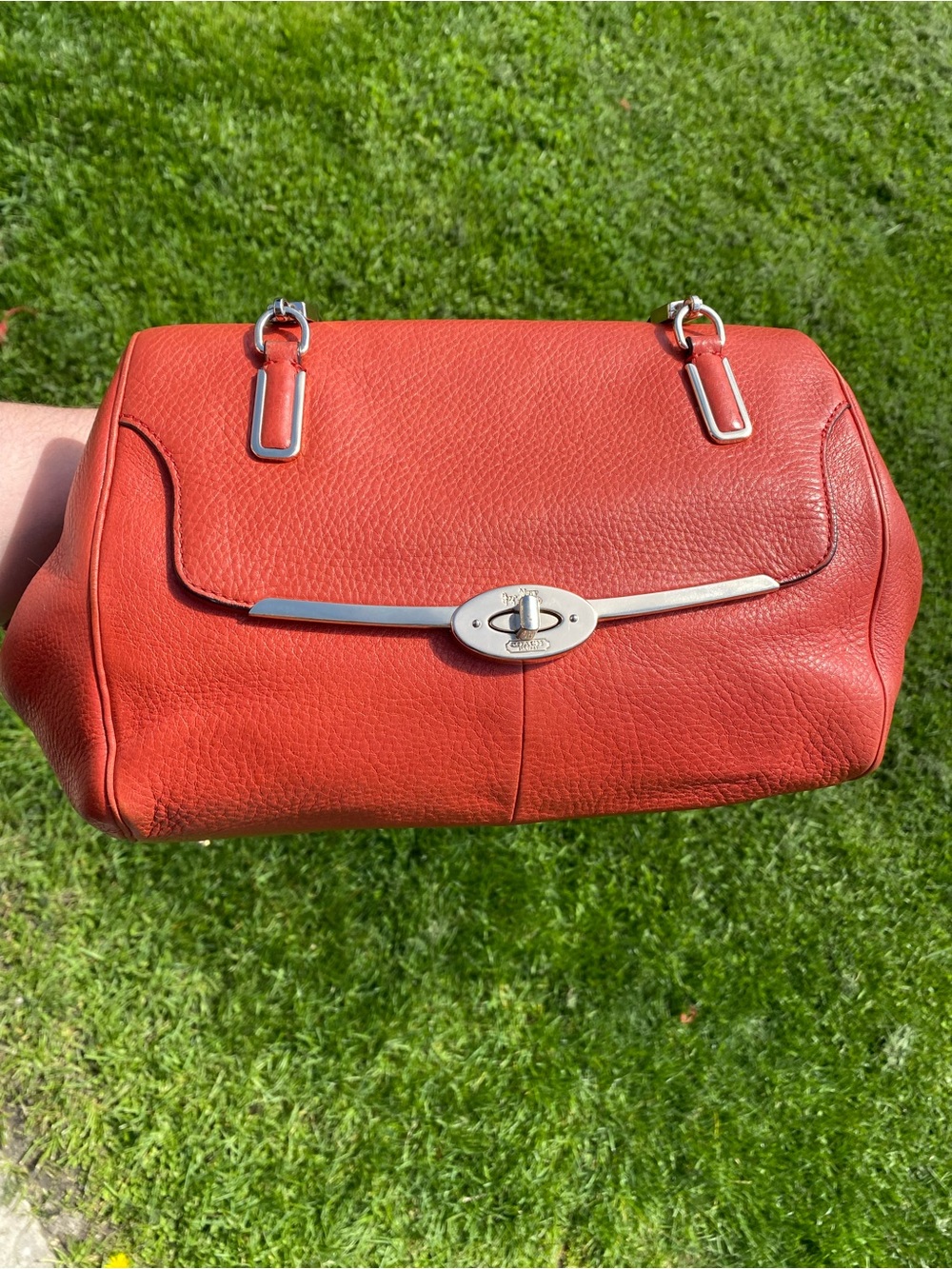 COACH MADISON MEDIUM MADELINE LEATHER EAST/WEST SATCHEL RED 25169